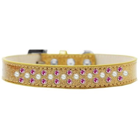 UNCONDITIONAL LOVE Sprinkles Ice Cream Pearl & Bright Pink Crystals Dog CollarGold Size 14 UN906169